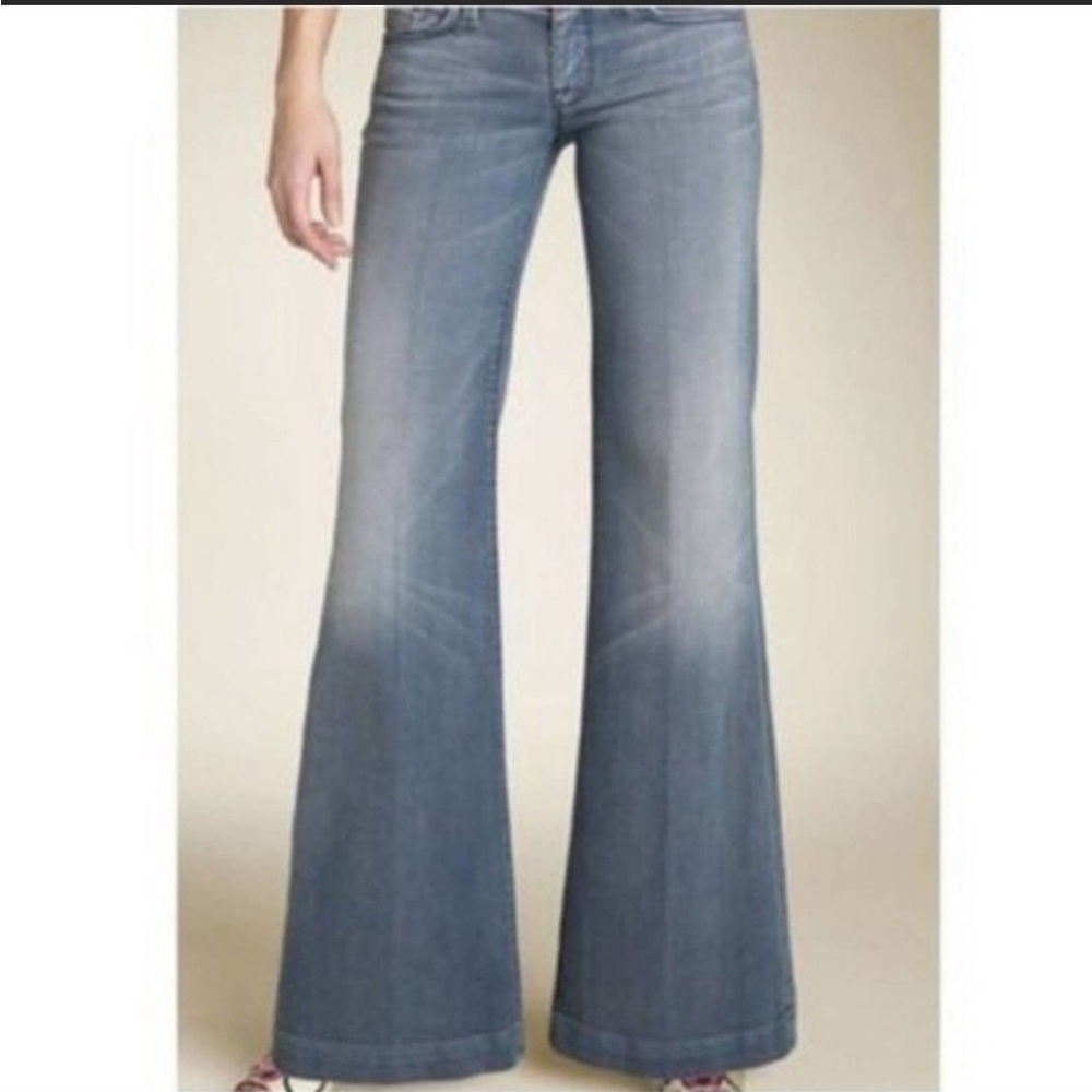 7 For All Mankind Low Rise Flared Ginger Denim Jeans Blue size 29